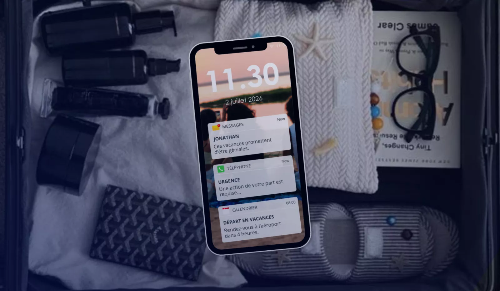 téléphone qui sonne dans une valise